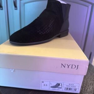 NYDJ Concetta Chelsea Boot (Women) Black Suede bootie 8.5